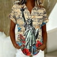 thumbnail image 4 of Mifsaly Short Sleeve Button Down Shirts for Women Lapel Collar V Neck Blouses Patriotic Hearts American Flag Print Independence Day Tops 2026 S, 4 of 6