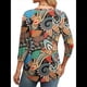 thumbnail image 4 of Blusas de Mujer con Mangas 3/4, Cuello Redondo, Túnicas Casuales, Camisas Plisadas Básicas, Corte Holgado, 2025 Colorido XL, 4 of 5