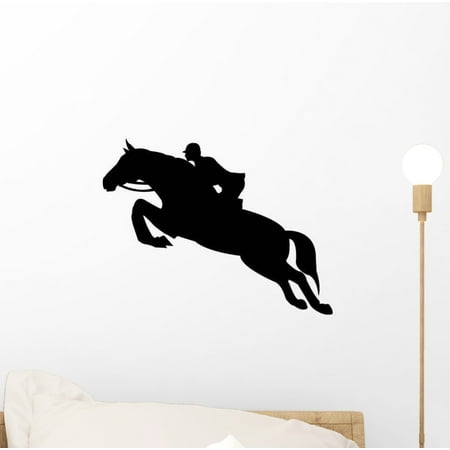 Jumping Vinyl Decal Sticker (Jumping Horse Silhouette Wall Decal Sticker, Wallmonkeys Peel & Stick Vinyl Graphic (12 in W x 10 in)