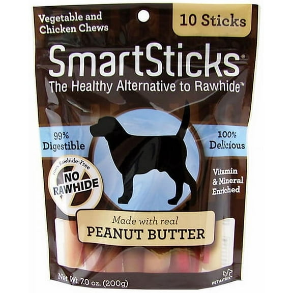 SmartBones SmartSticks Peanut Butter Dog Treats, 10 Ct