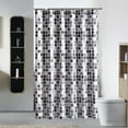 thumbnail image 1 of Fiudx Cortina de Ducha de Poliéster con Diseño de Rayas Estampadas, Duradera y Lavable a Máquina, Incluye 12 Ganchos, Elegante Decoración para El Baño, Tamaño de 72 X 72 Pulgadas, Fácil Instalación., 1 of 6