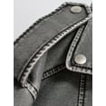 thumbnail image 3 of -Chaqueta corta de piel sintética lavada para mujer, ropa de calle con cinturón y cremallera, abrigo Retro de motociclista, Tops, 3 of 5