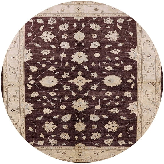 Ahgly Company Indoor Round Mid-Century Modern Red Oriental Area Rugs, 7' Round