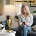 thumbnail image 4 of 27'' Gold Table Lamps for Living Room, 3 Way Touch Control Bedside Lamps Set of 2 with USB A+C Ports, Modern Metal Nightstand Lamps for Bedroom Living Room Office End Table, 4 of 8