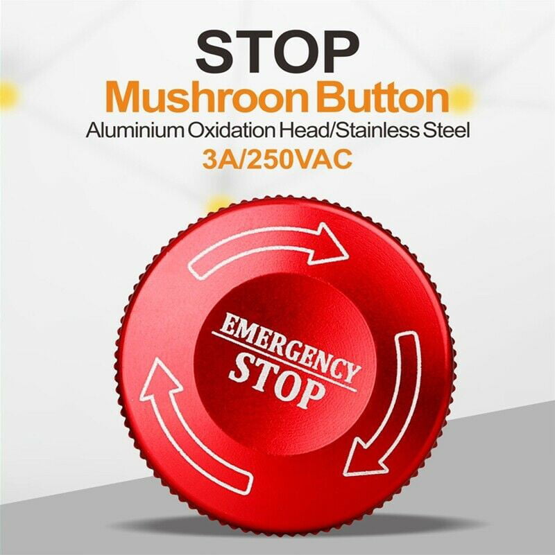 Power Supply Emergency Stop Switch Push Stainless Steel Mushroom 22mm AC250V