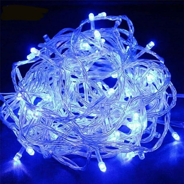 Morttic 33FT 100 LED String Lights Blue, Plug in String Lights 8 Modes ...