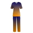 thumbnail image 2 of Minjewel Women's Gradient Color Short Sleeve Two-Piece Scrubs for Women Set, Comfortable Workout Sets for Women & Loungewear for Caregivers & Home Health,Orange L, 2 of 7