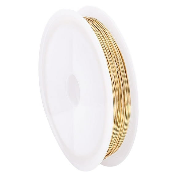 24K Gold Plated Copper Wire 24 Gauge Golden Copper Wire 0.5mm Jewelry Wire Craft Beading Wire Tarnish Resistant Wire for DIY Crafts Jewelry Making Wrapping Sculpting 65.6 FT /21.8 Yards