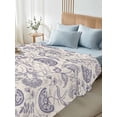 thumbnail image 4 of Purple Fruit Full Size Flat Sheet, Wrinkleproof & Fadeproof Cooling Flat Bed Sheet Only, Country Retro Floral Botanical Plant Breathable Soft Bedding Top Sheets 81 x 96 Inches, 4 of 8
