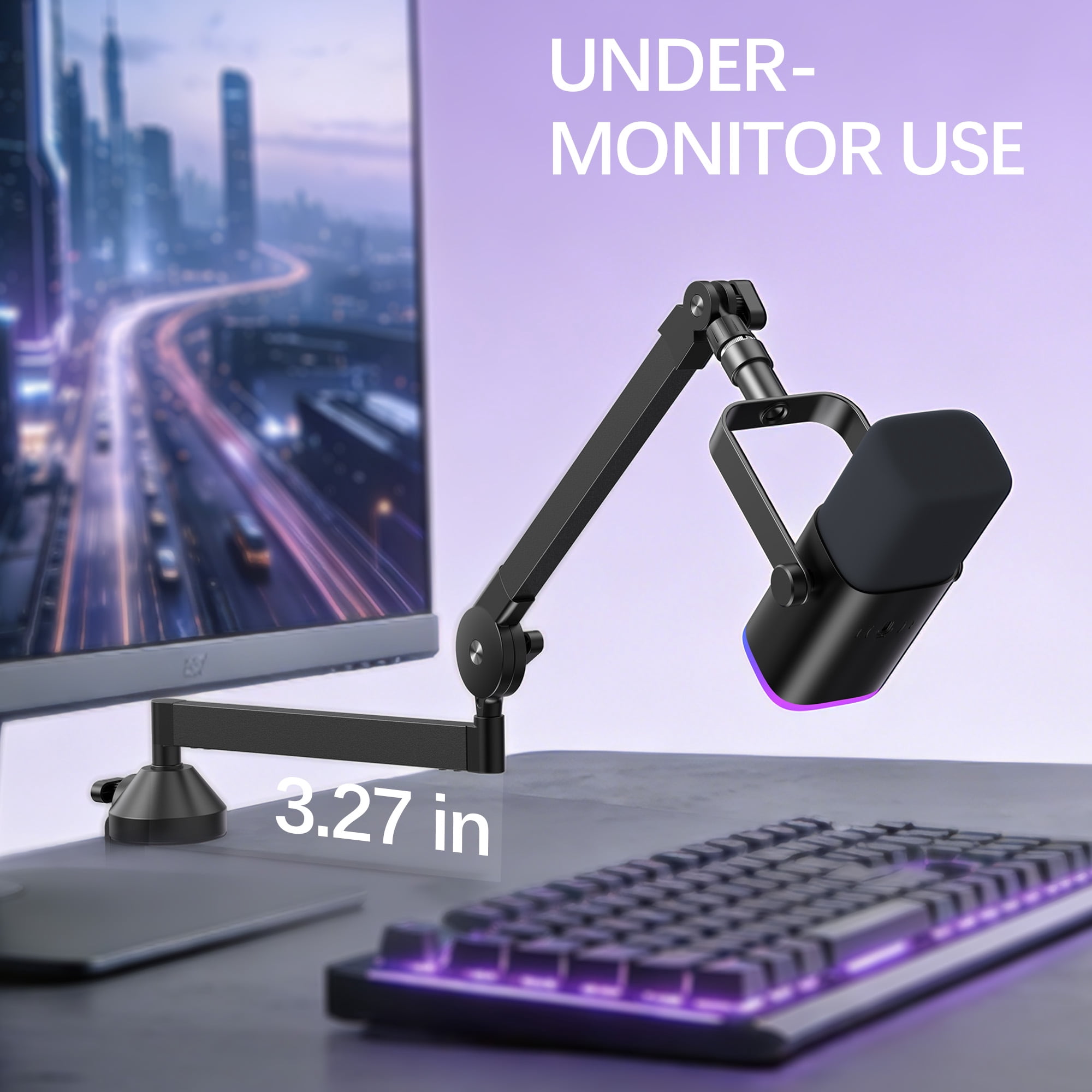 InnoGear Foldable Desk Low Profile Mic Arm 360° Rotatable Microphone Boom Arm Stand for Live Streaming, Gaming, Podcasting, Radio