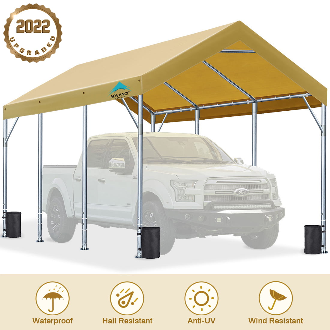 Black Portable 10x20 Carport Canopy Garage Tent Shelter Cover Kit Outdoor Frame 