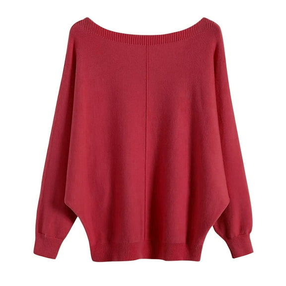 Women's Batwing Sleeve Boat Neck Oversized Knit Sweater For Fall & Winter Comfortable Warmth