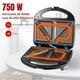 thumbnail image 3 of Sandwichera Eléctrica Antiadherente 750w Kimhi Rápido Calentamiento Placas Doble Para 2 Sandwiches Fácil De Usar Diseño Práctico Y Portatil Ideal Para Desayunos, Oficina O Cocina Color Negro, 3 of 7