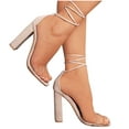 thumbnail image 4 of AXXD Beige Sandals for Women Summer Strappy Sandals Sandals Minimalistic Sexy Lacing High Heels Sandals, 4 of 4