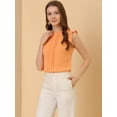 thumbnail image 2 of Blusas Elegante Sin Mangas Vintage De La Década De 1950 Con Volantes Para Oficina De Negocios Para Mujer Naranja claro S, 2 of 6