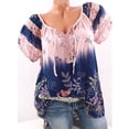 thumbnail image 2 of Blusa Camisa estampada de manga corta con cuello en V Blusa suelta Mujer Top de verano, Rosa, M Yuarrent AP001925-18, 2 of 7