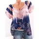 thumbnail image 2 of Blusa Camisa estampada de manga corta con cuello en V Blusa suelta Mujer Top de verano, Rosa, M Methold AP001925-18, 2 of 7