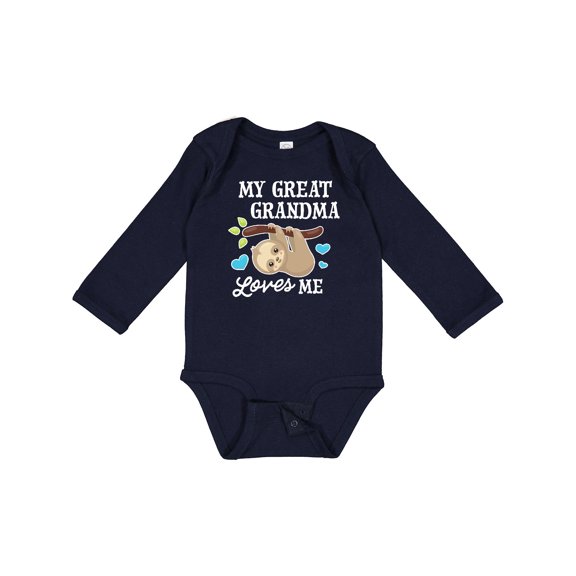 Inktastic My Great Grandma Loves Me with Sloth and Hearts Boys or Girls Long Sleeve Baby Bodysuit