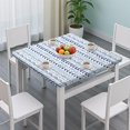 thumbnail image 3 of Blue Striped Geometric Pattern Square Fitted Tablecloth with Elastic Edge,Square Table Cover,Washable Elastic Table Cover for Home Kitchen Party Decor 34"x34", 3 of 6