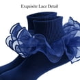thumbnail image 4 of TELOLY 2Pairs Kids Socks,8-10 Years Old Ruffle Socks,Solid Color Lace Socks,Combination3, 4 of 7