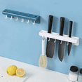 thumbnail image 3 of Estante de cocina de pared con soporte para cuchillos, estante de almacenamiento con 6 ganchos, organizador de cubiertos, accesorios para el hogar, color gris, 3 of 8