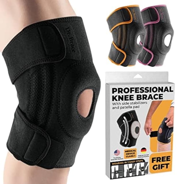 Rodillera DR. BRACE ELITE con estabilizadores laterales y almohadillas de gel para rótula, para un máximo soporte contra el dolor de rodilla y una rápida recuperación para hombres y mujeres. Consulte
