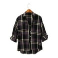 thumbnail image 2 of Jxximdong Fashion Coat for Women, Spring and Autumn Checkered Shirt New Retro Style Loose Long Sleeved Shirt Coat, Women's Coats Purple, 2 of 9