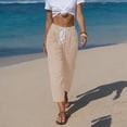 thumbnail image 2 of Bovxnpu Womens Cotton Linen Pants Women Stripe Elastic Waist Drawstring Shorts with Pockets Ankle Shorts, 2 of 7