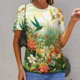 thumbnail image 6 of Flower Hummingbird Women's Short Sleeve Tops Casual Blouses T Shirt, 6 of 6