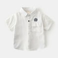 thumbnail image 2 of RUTAYY Children Boys Shirt Summer Short Sleeved Loose Letter-Embroidered Shirt Classic Versatile Tops , White, 10-10.5 Years, 2 of 3