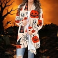 thumbnail image 2 of Fengactive Womens Halloween Cardigan Open Front Long Sleeve Duster Coat All Over Print Pattern Loose Fit Fall Wear, 2 of 7