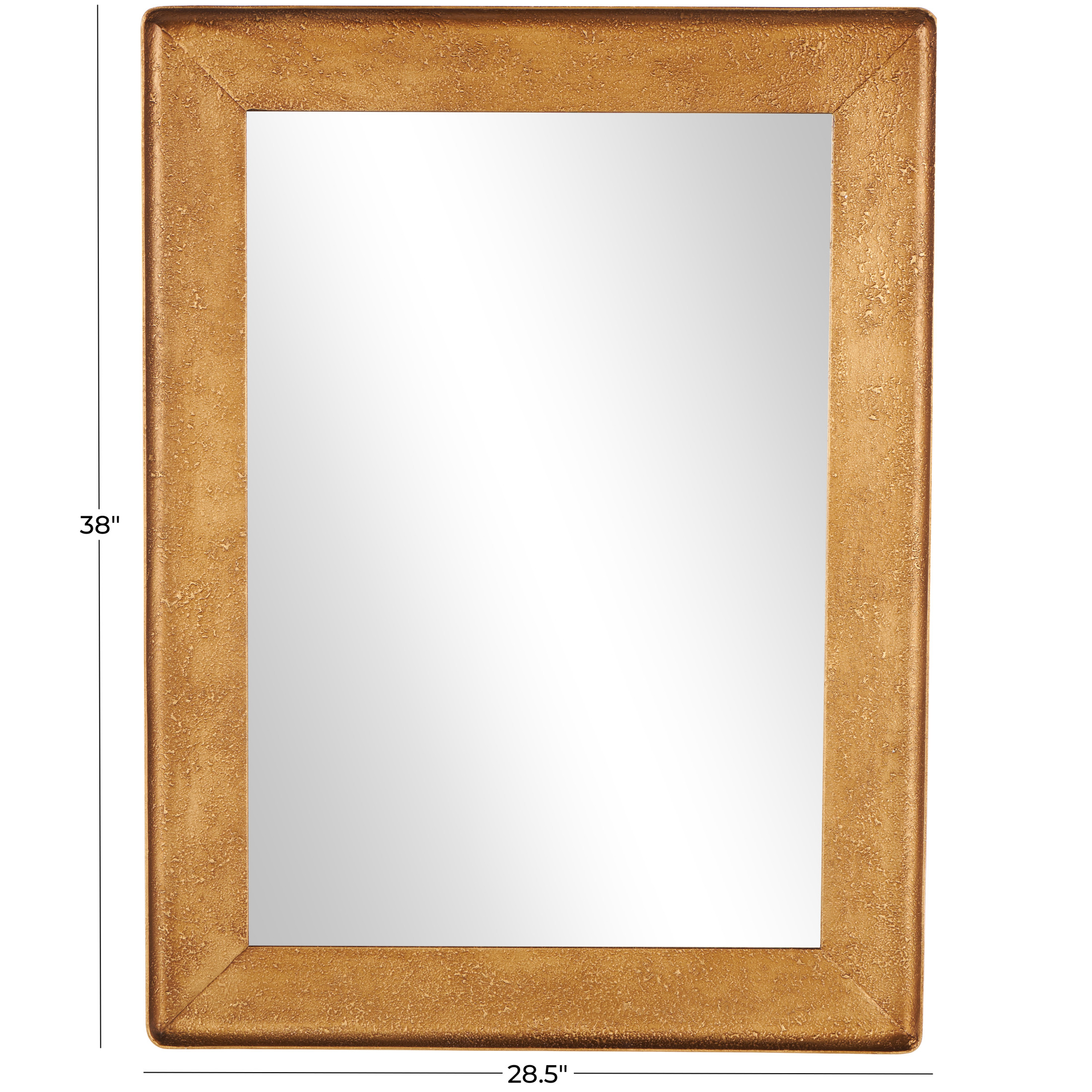 DecMode 29" x 38" Gold Wall Mirror with Textured Frame