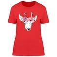 thumbnail image 1 of Deer Head In Pencil Art Flowers T-Shirt Women -Image by Shutterstock, Female Small, 1 of 2
