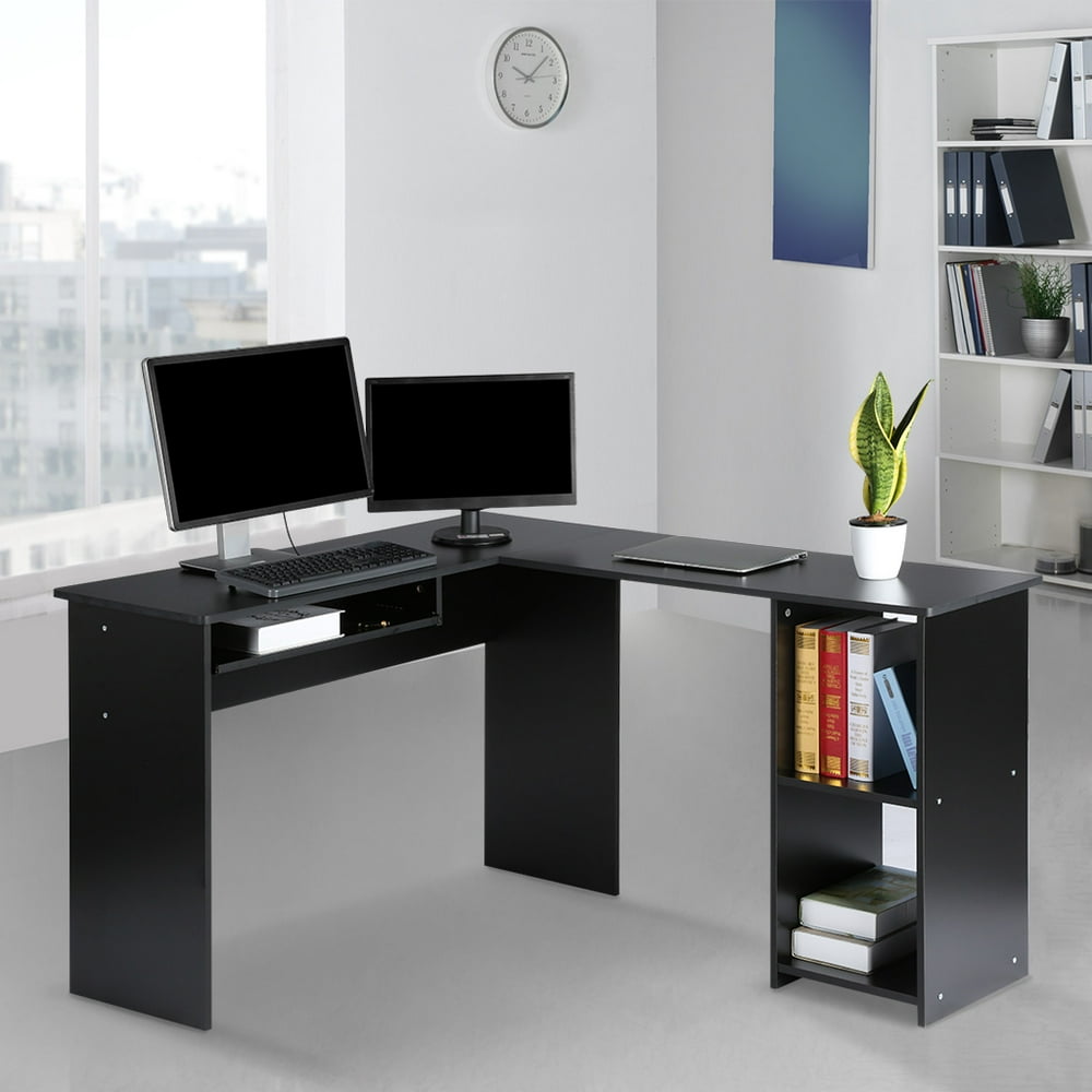 LANGRIA LShaped Computer Desk Corner Desk with Mute Sliding Keyboard