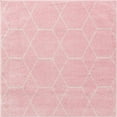 thumbnail image 3 of Unique Loom Trellis Frieze Collection Area Rug - Geometric (3' Square Light Pink/Ivory), 3 of 7
