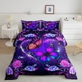 thumbnail image 2 of Homewish Kids Children Floral Flying Butterflies Bedding Comforter Set 2pcs,Chic Flowers Rose Twin Comforter Sets Microfiber,Bling Starry Sky Glitter Breathable Bedding Set,Ultra Soft Home Decor, 2 of 8