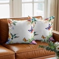 thumbnail image 3 of Spring Flowers Bird Throw Pillow Cover Hummingbird Butterfly Cotton Linen Cushion Cover Throw Pillow Case with Invisible Zipper for Couch Sofa Bed Chair Car 24x24 Inch, 3 of 9