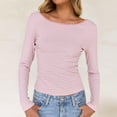 thumbnail image 5 of Kaemgyyd Going out Tops for Women Fashion Striped Low Back T-Shirts Spring Fall Clothes Scoop Neck Cropped Long Sleeve Shirts for Women, 5 of 7