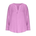 thumbnail image 4 of UAMVSH Womens Long Sleeve Tops Oversized Casual Cotton Linen Shirts Lightweight Loose Fit V Neck Blouses for Travel Vacation, 4 of 6