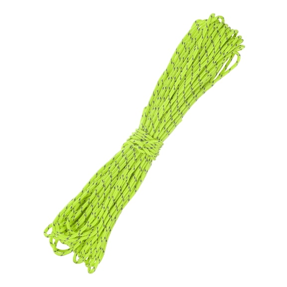 Uxcell 2 MM 66FT Reflective Guyline Camping Paracord [1PCS] - 3 Strand Cord for Camping Tents and Tarps [Fluorescent Green]