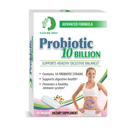 Nature Spec Probiotic 10 Billion with Immunity Support Premium, reduced stress, increased energy, and enhanced mood, maintain healthy weight, cholesterol, and sugar levels, 30 Capsules