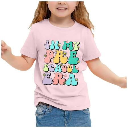 

Icvfdpl Children s Blouse Short Sleeve Round Neck Print Kindergarten Shirts For Weekend Travel T Shirt