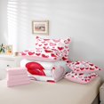 thumbnail image 6 of Homewish Cartoon Heart Pattern 7-Piece Twin Bedding Sets,Graffiti Kawaii Loves Bedding Comforter Set,Pink Red White Sheet Sets For Girls Teens,Microfiber Bedroom Decor Reversible, 6 of 8