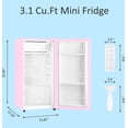 thumbnail image 5 of Kcpolre 3.1 Cu.Ft Mini Fridge with Freezer, Adjustable Thermostat, Removable Glass Shelves & Fruit Basket for Dorm Room, Office, Bedroom, Pink, 5 of 6