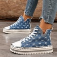 thumbnail image 2 of Blue Women Thick Sole Loafers Lace-Up Design With Rhinestone Details For Casual Wear, 2 of 8
