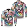 thumbnail image 3 of Hippie Bulldog Portrait Watercolor Tie-Dye Vintage Styles All Over Print 3D Baseball Jacket Dog Lover Gifts Idea Bomber Jacket Softball - 00014, 3 of 6