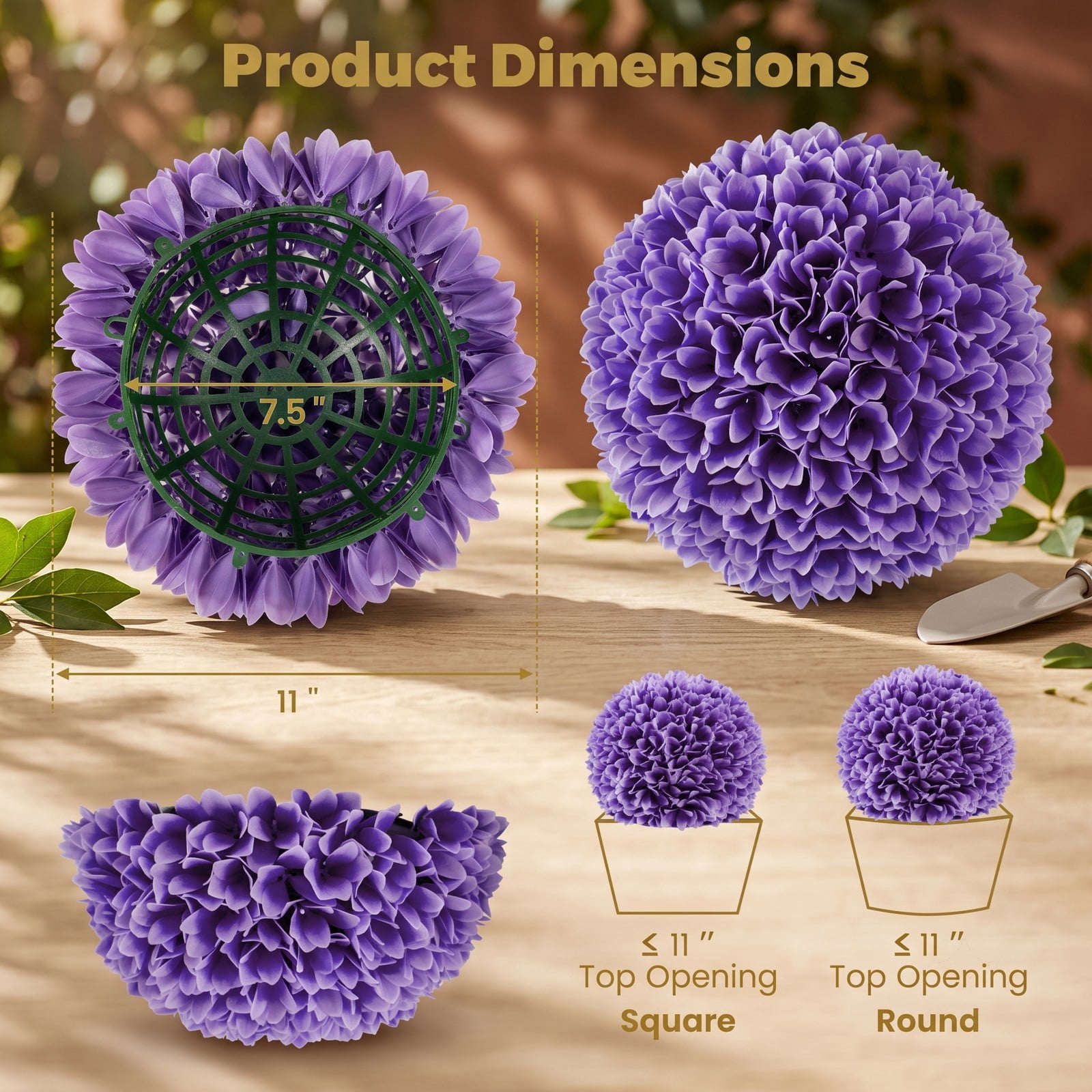 ALPULON 2 Pcs Artificial Plant Topiary Balls Faux Boxwood Decorative Balls, 11 Inch Lifelike PE Greenery Spheres for Indoor Outdoor Porch Yard Home Wedding, Purple