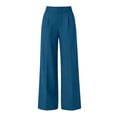 thumbnail image 4 of VEKDONE Women's Formal Dress Pants Solid Color Bissiness Straight Trousers Summer Casual Elastic Waist Suit Pants Button Zipper Office Work Long Pants with Pockets Blue XXL, 4 of 5