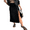 Black, variant on LYMAYTER High Waist Denim Skirt for Women Button Front Asymmetrical Jean Skirt Slit Stretchy Skirt S-2XL