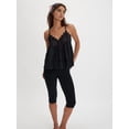 thumbnail image 4 of Summer Tank Tops for Women Loose Fit Pleated Tunics V Neck Sleeveless Lace Tops Lrregular Hem Flowy Black L, 4 of 5